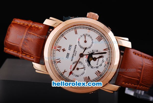 Vacheron Constantin Perpetual Calendar Automatic Rose Gold Case ande White Dial - Click Image to Close